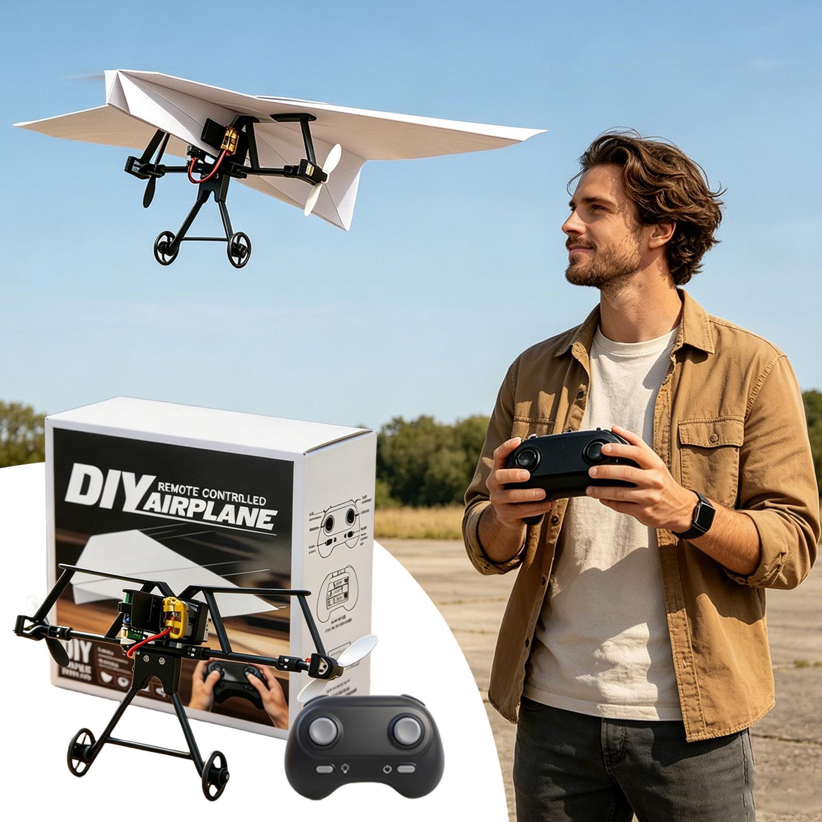 Outdoor Power Usa - RC Papierflugzeug-Bausatz Ferngesteuertes Flugzeug Kampfjet-Spielzeug Elektrisches