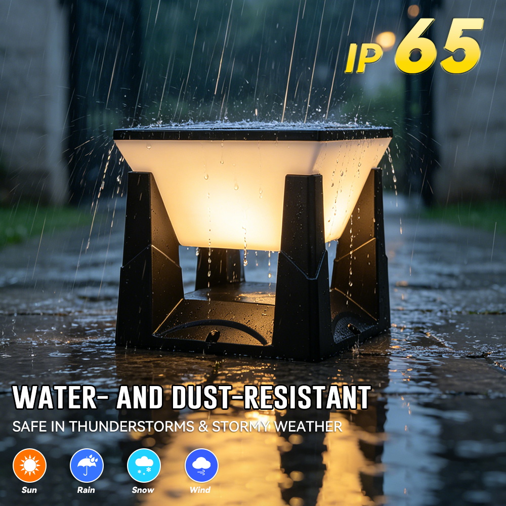 Outdoor Power Post - 3-Farbige Solar-Pfostenleuchte IP65 Wasserdicht für Außenbereich,