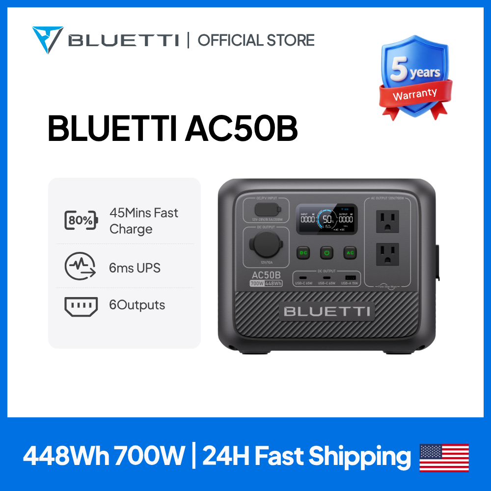 Outdoor Power Usa - BLUETTI AC50B Tragbare Powerstation 700W 448Wh