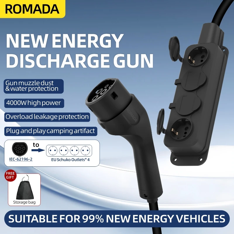 Outdoor Power Usa - Tragbares 16A 4KW V2L-Kabel Elektroauto-Seitenauslassstecker EV-Ladegerät