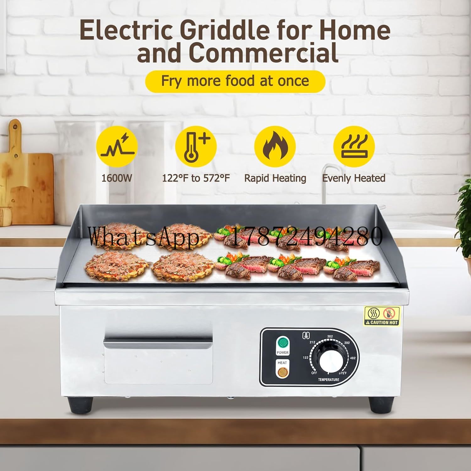 Outdoor Power Grill - 30-Zoll-Elektro-Grillplatte zum Kochen im Freien, antihaftbeschichtete