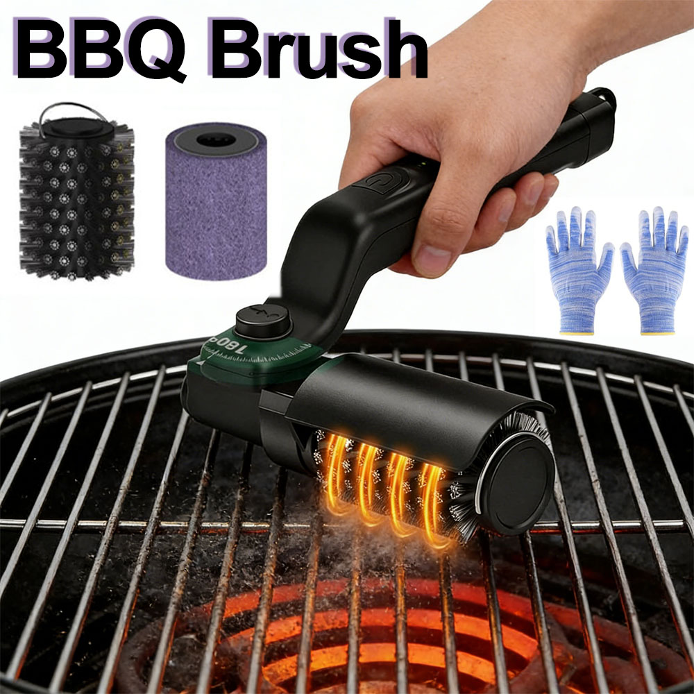 Outdoor Power Grill - Elektrische Grillbürste, wiederaufladbar, 3 leistungsstarke Geschwindigkeit,